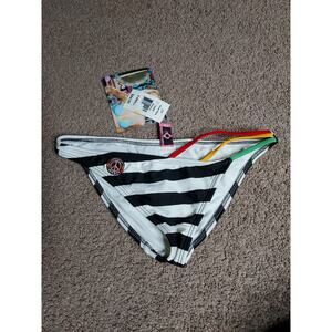 NWT Junior's Size XS Cover Style Black & White Striped Bikini Bottoms RastaGirl